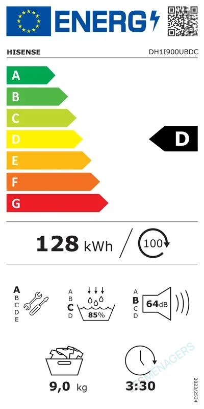 Étiquette énergie — Hisense DH1I900UBDC