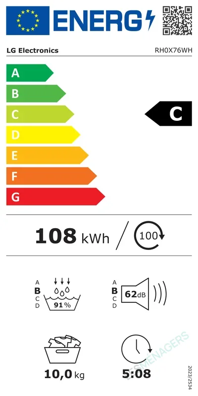 Étiquette énergie — LG RH0X76WH