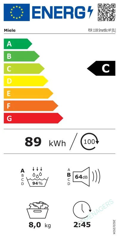 Étiquette énergie — Miele PDR 1108