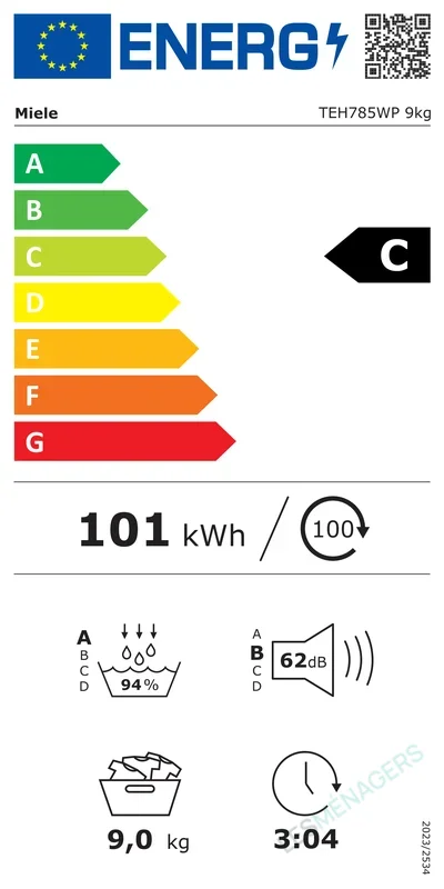 Étiquette énergie — Miele TEH 785 WP