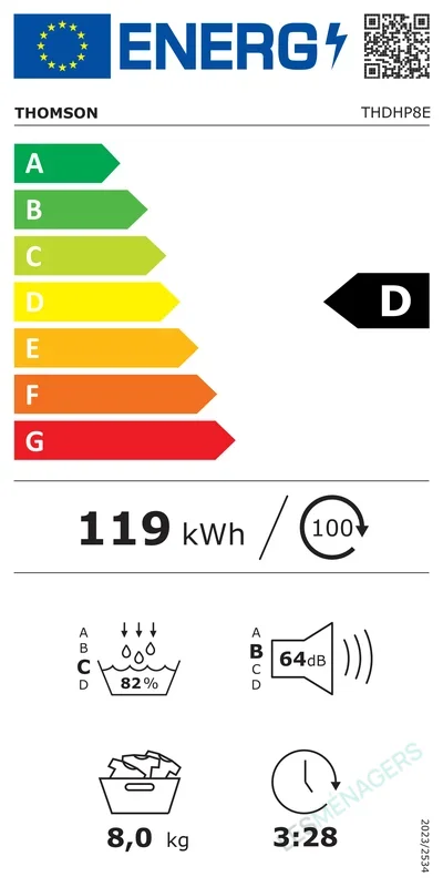 Étiquette énergie — Thomson THDHP8E