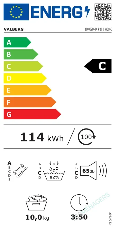 Étiquette énergie — VALBERG DHP 10 C W566C