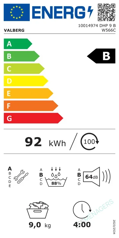 Étiquette énergie — VALBERG DHP 9 B W566C