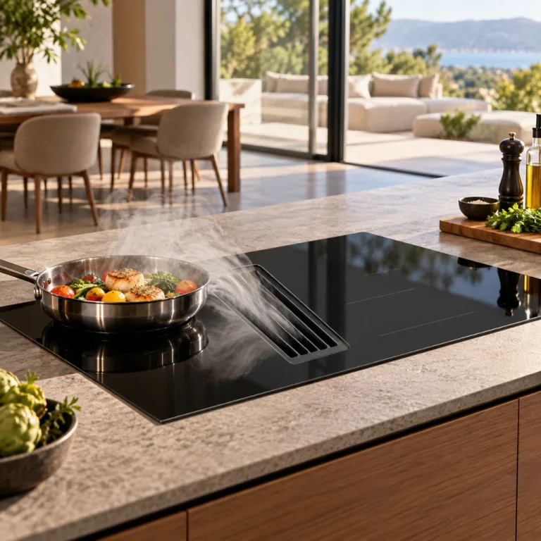 Plaque de cuisson avec hotte intégrée